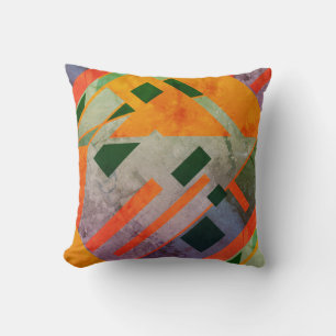Coussin Orange Vert motif incliné Sud-Ouest look Art
