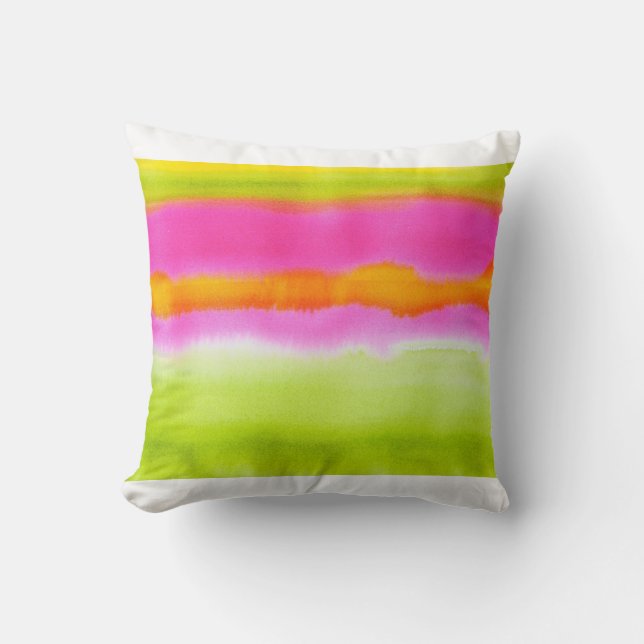 Coussin orange vert rose d'aquarelle (Recto)