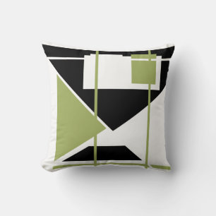 Coussin Oranger Blanc noir MCM Look Triangles Carré LInes