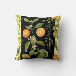 Coussin Oranges et citrons Vintages à l'accent jaune