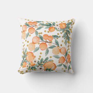 Coussin Oranges Mignonnes Fruit Pays Or Glitter Doré Blanc