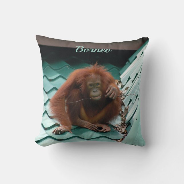 Coussin Orangutan sauvage sur le toit à Bornéo photo (Recto)