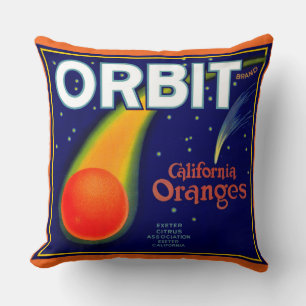 Coussin Orbite des années 1920 Crate de fruits Oranges imp