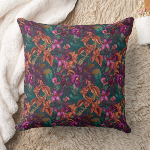 Coussin Orchidée 3d aux couleurs vives