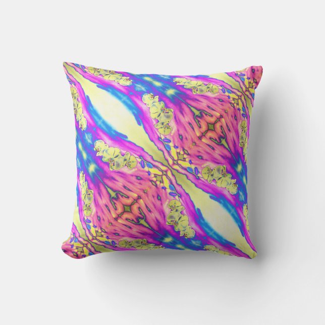 Coussin Orchidée aquarelle peinture, Nuages Mandala (Recto)