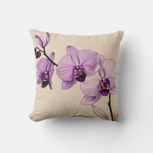 Coussin Orchidée botanique élégant
