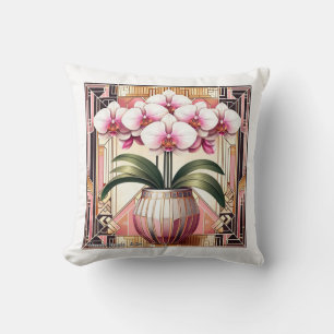 Coussin Orchidée élégante Art déco
