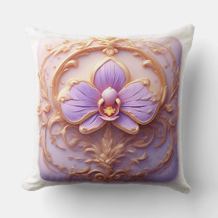 Coussin Orchidée élégante dans un cadre doré complexe