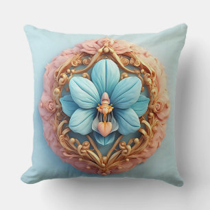 Coussin Orchidée élégante dans un cadre doré complexe