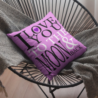 Coussin Orchidée et pourpre Je t'aime sur la Lune et le do