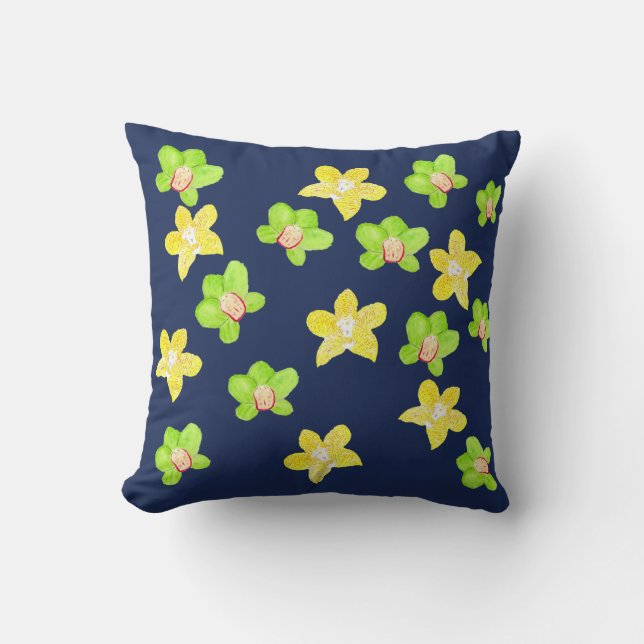 Coussin Orchidée jaune et citron vert (Recto)