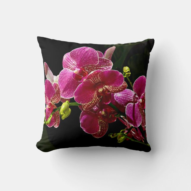 Coussin Orchidées magenta en fleurs (Recto)
