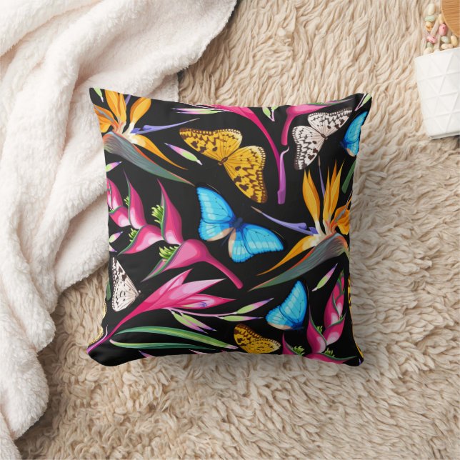 Coussin Orchidées Tropicales Et Papillons Jettent De L'Ore (Couverture)