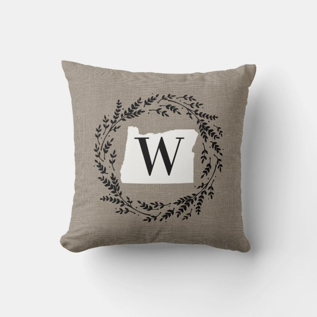 Coussin Oregon Rustic Wreath Monogramme Jeu d'oreiller (Recto)
