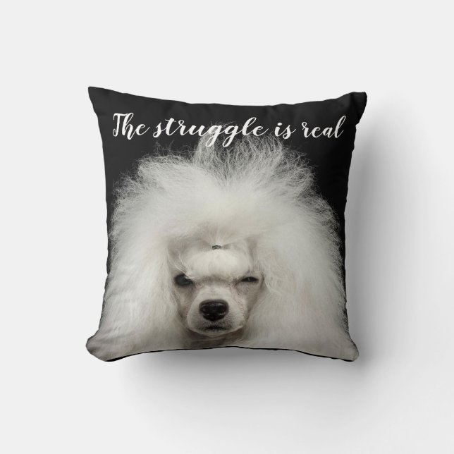 Coussin Oreille à lancer de caniche standard amusant (Recto)