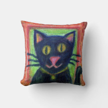 Oreiller, Chat Noir Heureux
