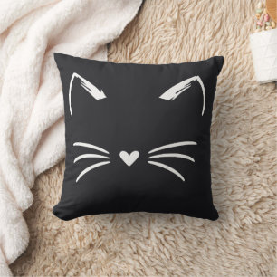 Coussin Oreilles et Moustaches de Chat Mignon Nez en Cœur