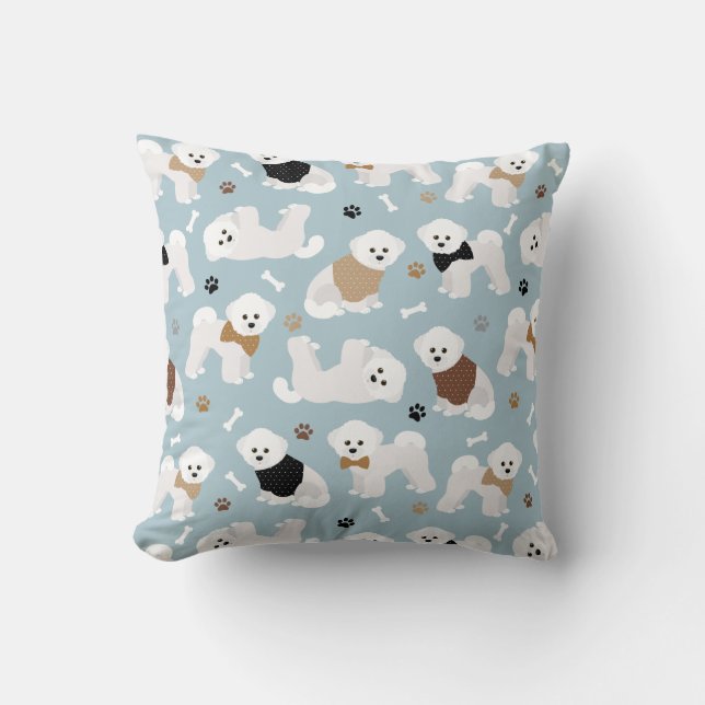 Coussin Oreilles et pattes de Bichon Oreille à lancer bleu (Recto)