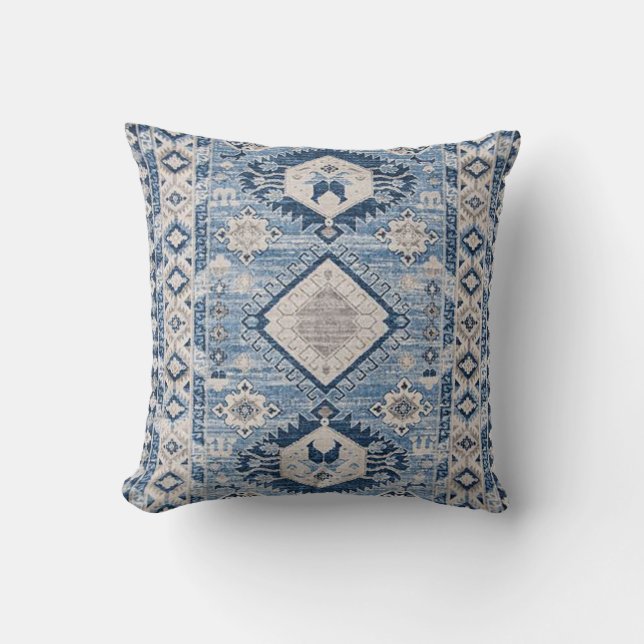 Coussin Oriental Antique Bleu Kilim Rug (Recto)