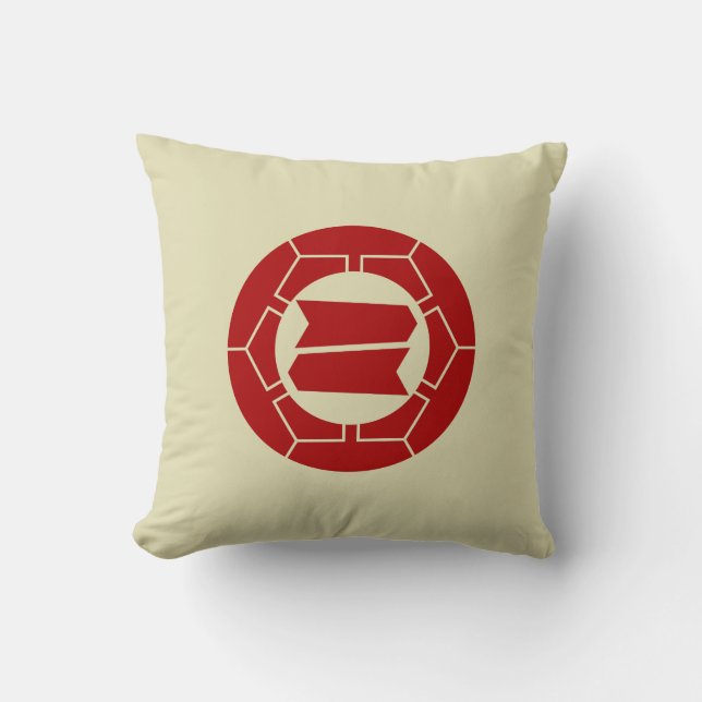 Coussin Oriental Rouge Beige Japon Hattori Kamon Vector Ar (Recto)