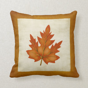 Coussin orienté d'automne orange de feuille