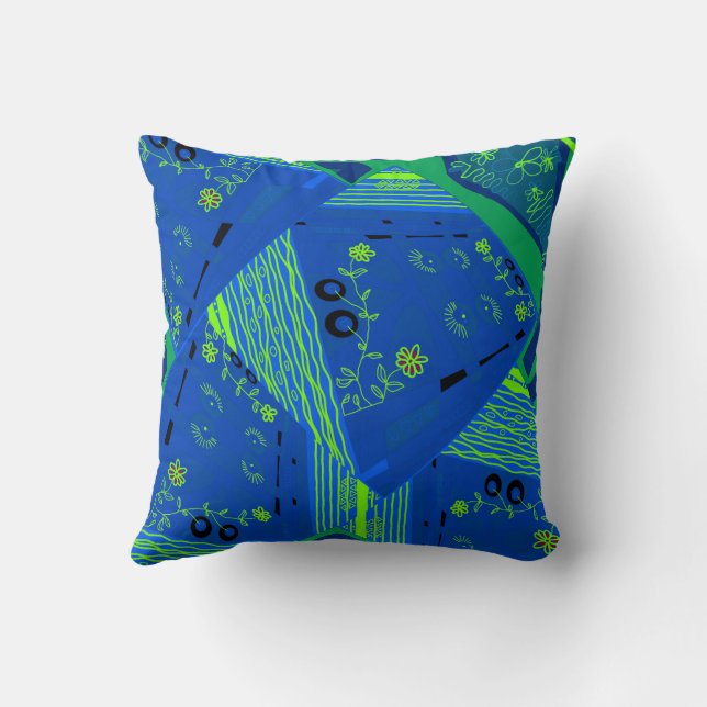 Coussin Origami Chintz (L) Vert bleu (Verso)