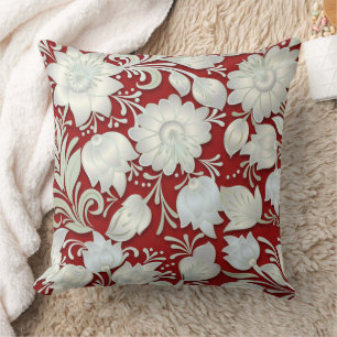 Coussin Ornement Abstrait de fleurs blanches sur Arrière -