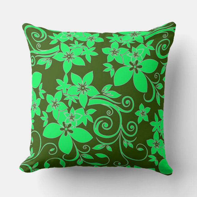 Coussin Ornement Abstrait vert floral (Recto)