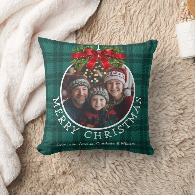 Coussin Ornement de boule de Noël Photo Buffle vert Plaid (Couverture)