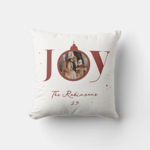 Coussin Ornement de Noël de Garde de Photo de Famille Joye