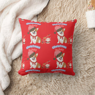 Coussin Ornement de Noël en juillet pour Corgi