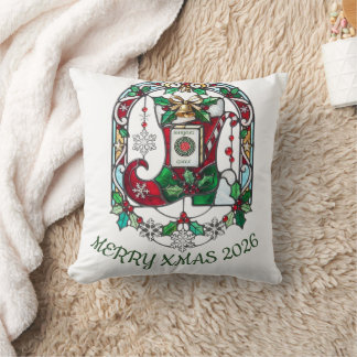 Coussin Ornement de Noël en verre teinté Reine du Mahjong