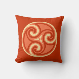 Coussin Ornement de Triskele celtique, Orange de Mandarin