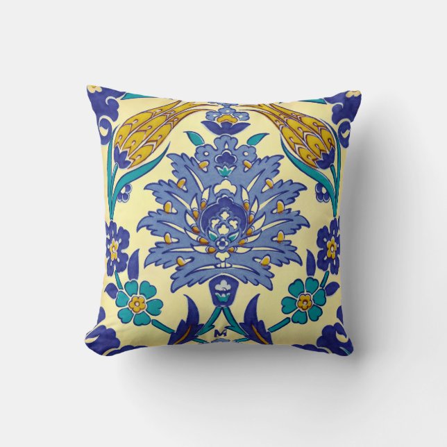 Coussin Ornement en céramique de cru de style d'Azulejo de (Recto)
