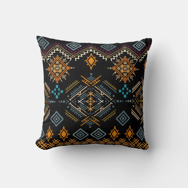 Coussin Ornement ethnique Boho Motif sans couture (Recto)
