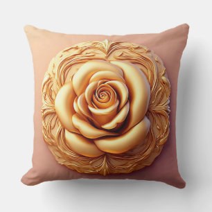 Coussin Ornement floral élégant aux accents dorés