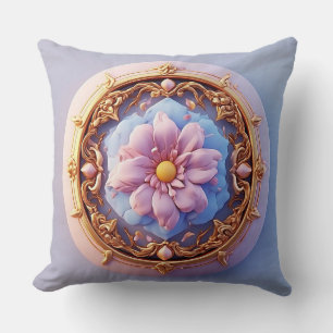 Coussin Ornement floral élégant aux accents dorés