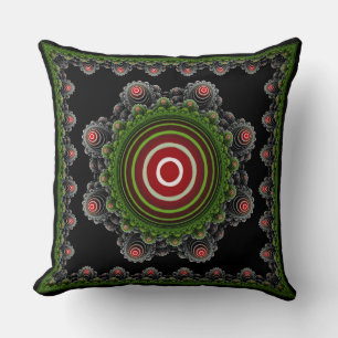 Coussin Ornement fractal de fée naturel coloré