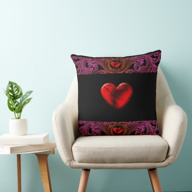 Coussin Ornement Goth Purple Avec Coeur (Chaise)