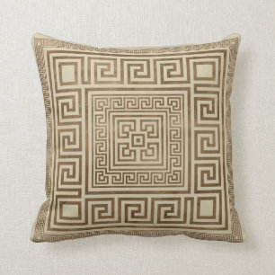 Coussin Ornement principal grec - méandre grec - or en