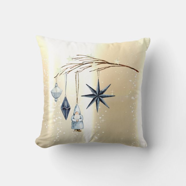 Coussin Ornements de branche d'arbre Or (Recto)