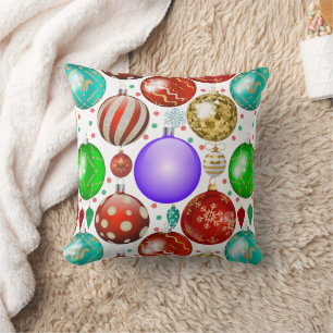 Coussin Ornements de Noël Balls colorés motif