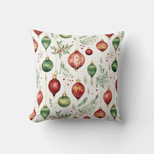 Coussin Ornements de Noël festifs Motif sans couture (Recto)