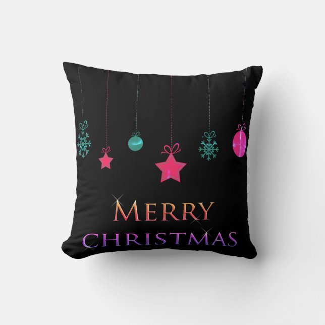 Coussin Ornements de Noël Noir & Blanc (Recto)