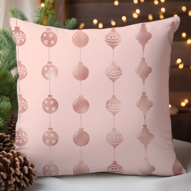 Coussin Ornements de Noël rose Gold Motif de vacances (Créateur téléchargé)