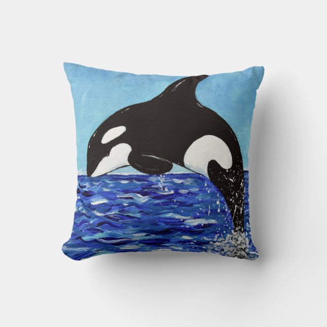 Coussin Orque dans la peinture bleue (Recto)