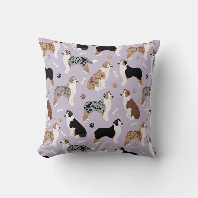 Coussin Os bergers australiens et pattes d'oreiller à lanc (Recto)