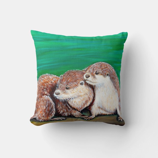 Coussin Otter Best Friends Peinture (Recto)