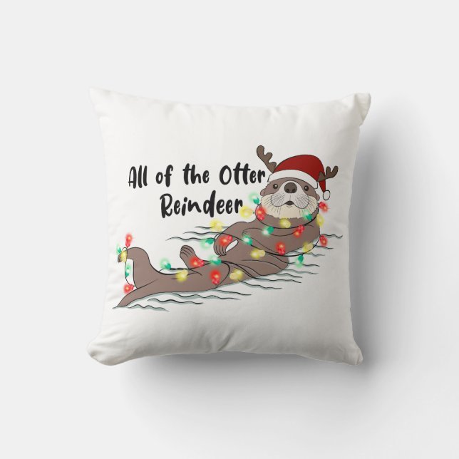 Coussin Otter de Noël drôle (Recto)