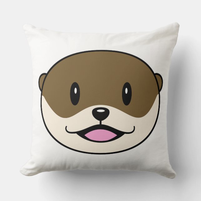Coussin Otter souriant mignon (Recto)